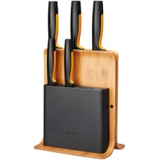 Набор ножей Fiskars FF с бамбуковой подставкой, 5 шт (1057552)