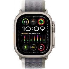 Apple Watch Ultra 2 GPS + Cellular 49mm Titanium Case with Green/Gray Trail Loop - M/L (MRF43)