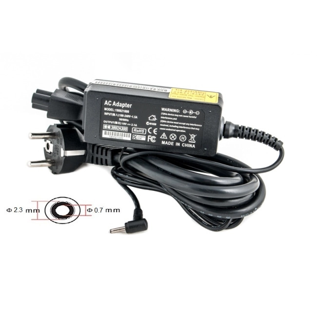Блок живлення для ноутбуков PowerPlant ASUS 220V, 19V 40W 2.1A (2.3*0.7) Блок живлення для ноутбуков PowerPlant ASUS 220V, 19V 40W 2.1A (2.3*0.7)