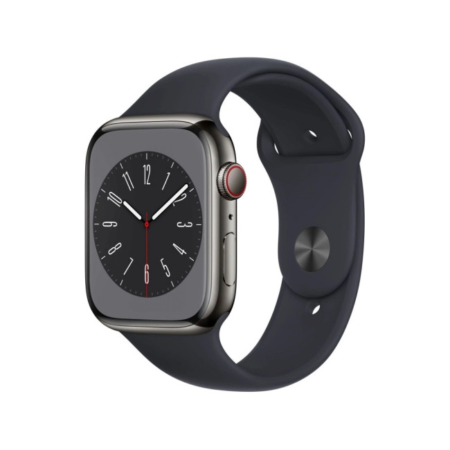 Apple Watch Series 8 GPS + Cellular 45mm Graphite S. Steel Case w. Midnight S. Band (MNKU3) Apple Watch Series 8 GPS + Cellular 45mm Graphite S. Steel Case w. Midnight S. Band (MNKU3)
