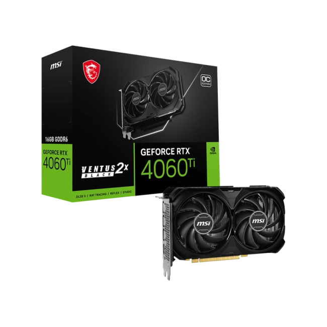 Видеокарта MSI GeForce RTX4060Ti 16Gb VENTUS 2X OC BLACK (RTX 4060 Ti VENTUS 2X BLACK 16G OC)