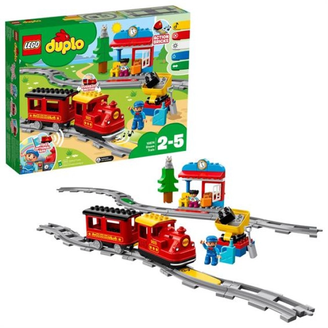 Блоковий конструктор LEGO DUPLO Town Потяг на паровій тязі (10874)