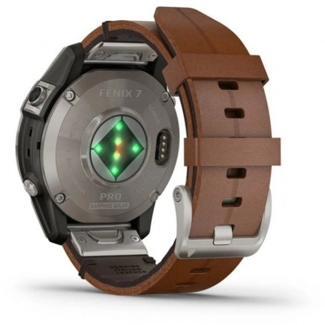 Смарт-часы Garmin Fenix 7 Pro Sapphire Solar Titanium with Chestnut L. Band (010-02777-30)