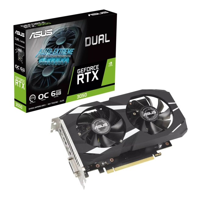 Видеокарта Asus GeForce RTX3050 6Gb DUAL OC (DUAL-RTX3050-O6G) Видеокарта Asus GeForce RTX3050 6Gb DUAL OC (DUAL-RTX3050-O6G)