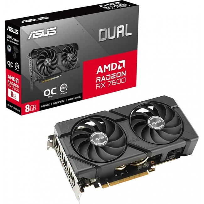 Видеокарта ASUS Radeon RX 7600 8GB GDDR6 DUAL OC EVO DUAL-RX7600-O8G-EVO (90YV0LD0-M0NA00)